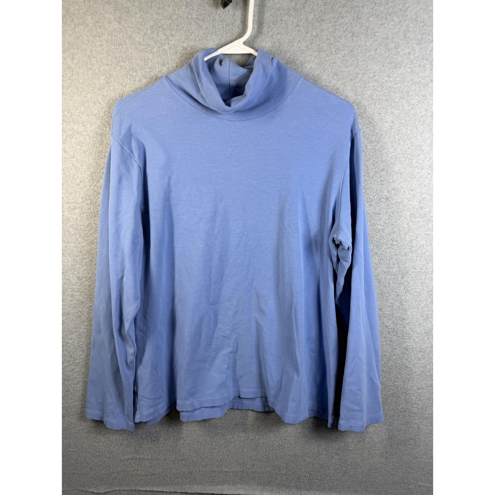 Northcrest Shirt Womens XL Blue Mock Neck Long Sleeve Basic Stretch Tee Top